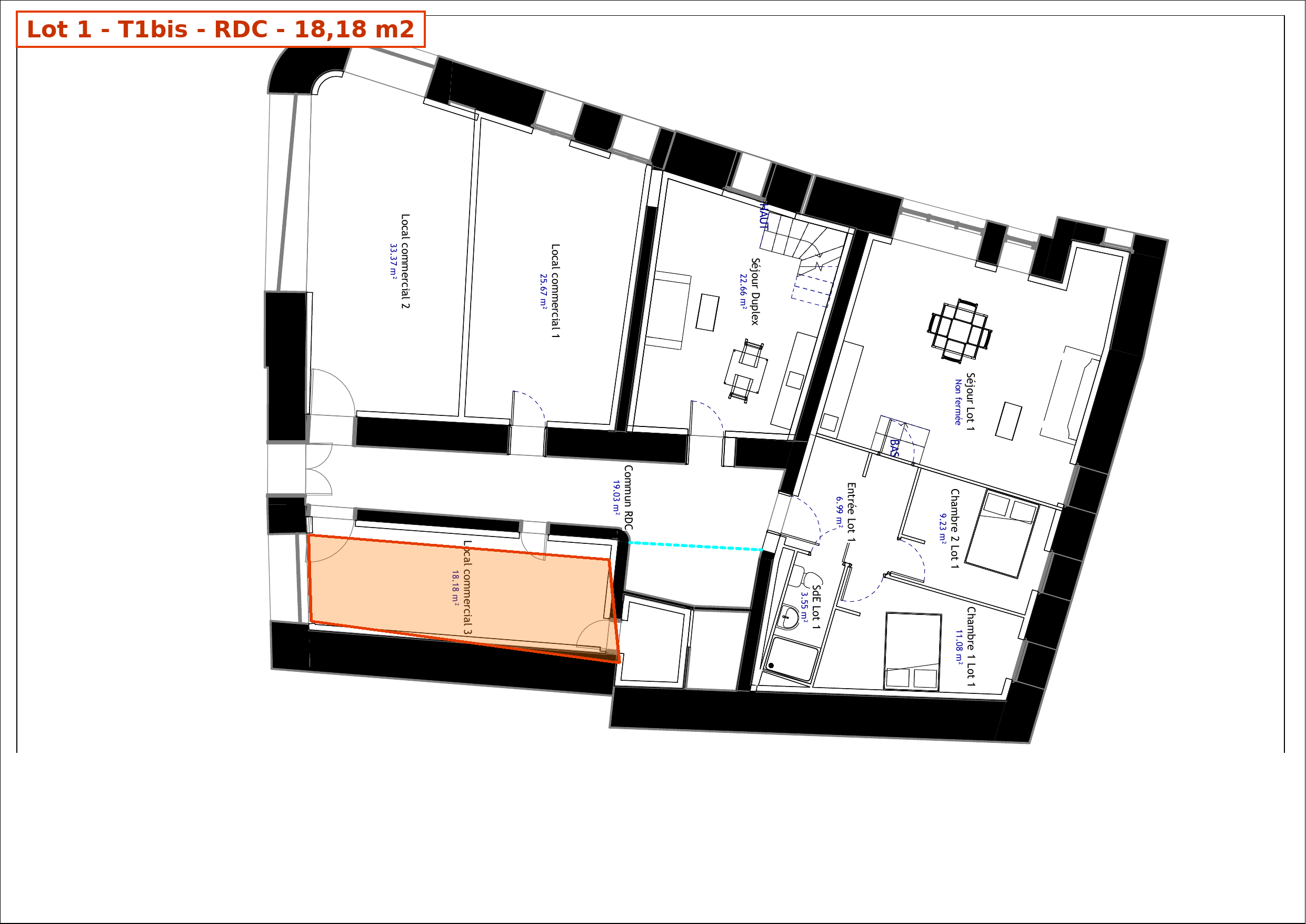 Plans — T1 bis de 22 m² rénové à Saint-Gaudens (31) — photo 1