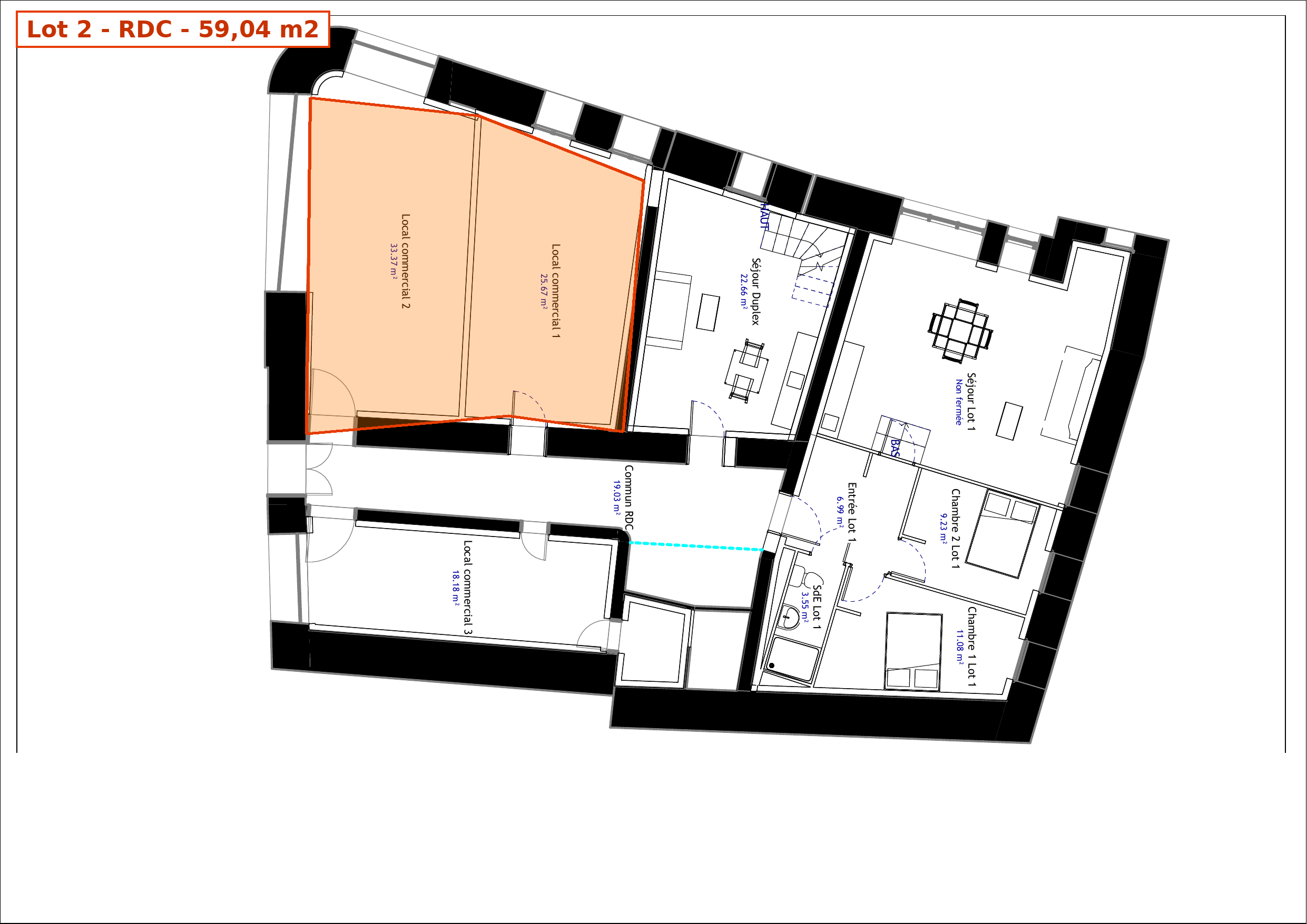 Plans — T2 de 38 m² rénové à Saint-Gaudens (31) — photo 1