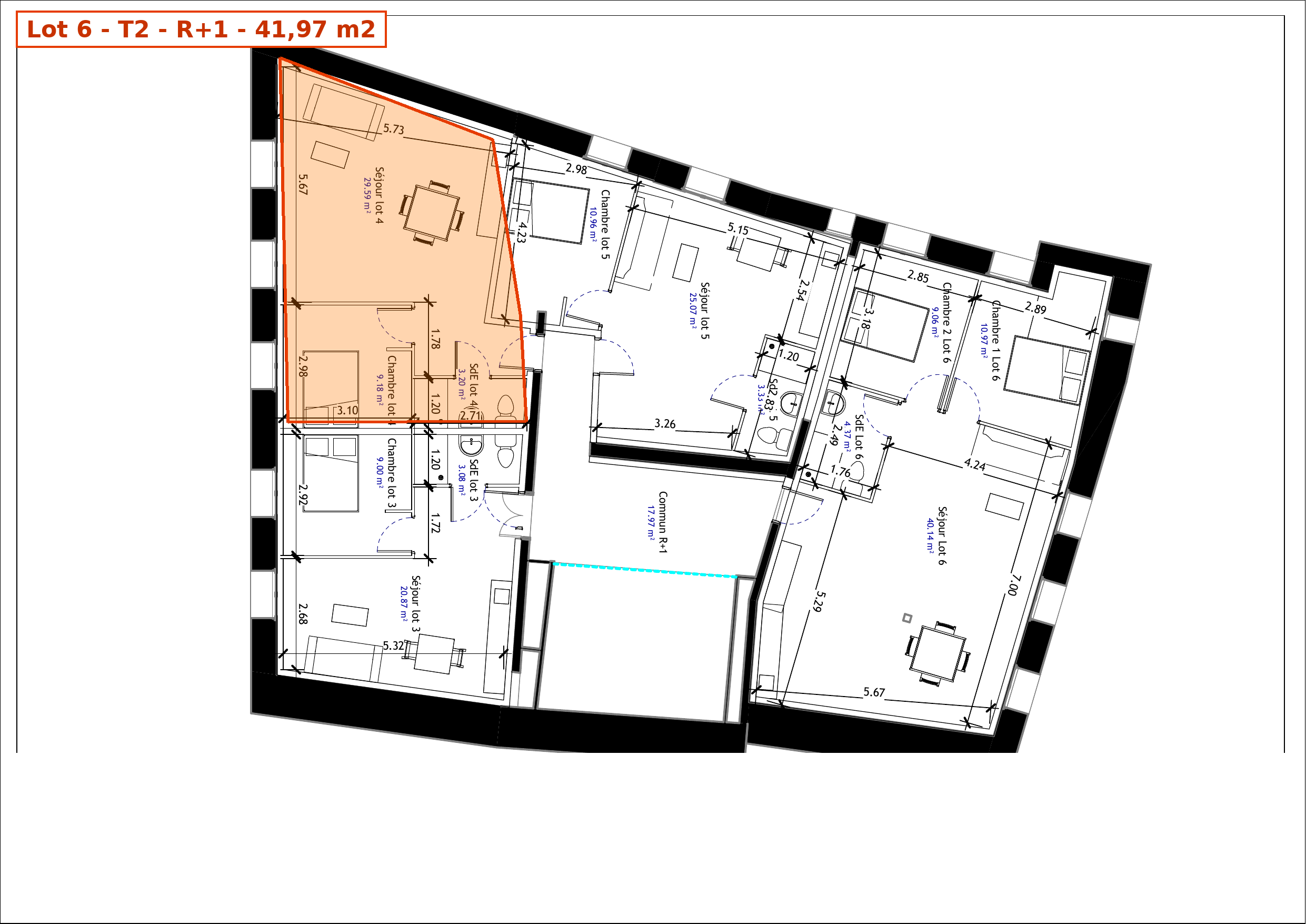 Plans — T2 de 39 m² rénové à Saint-Gaudens (31) — photo 1