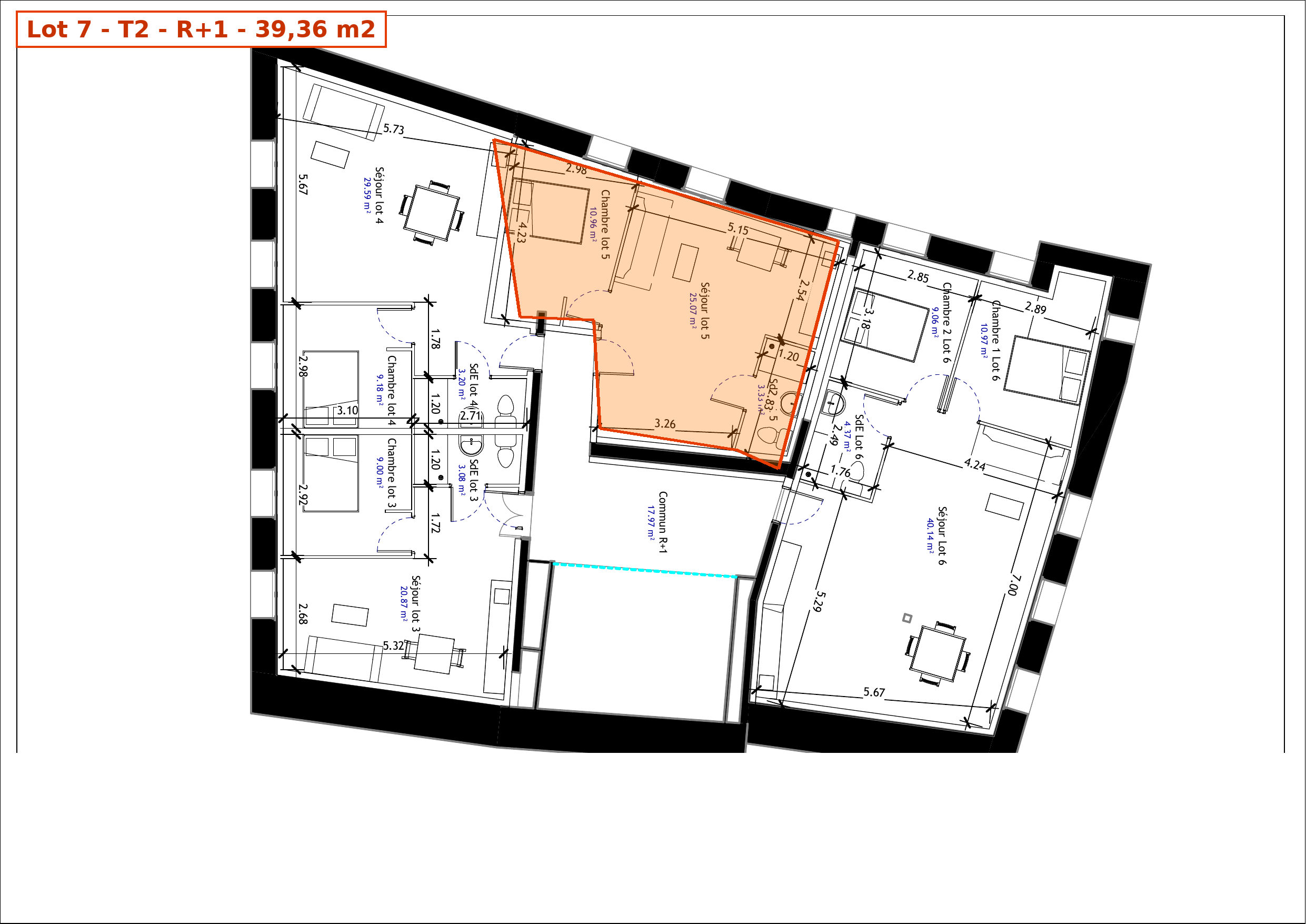 Plans — T2 de 41 m² rénové à Saint-Gaudens (31) — photo 1