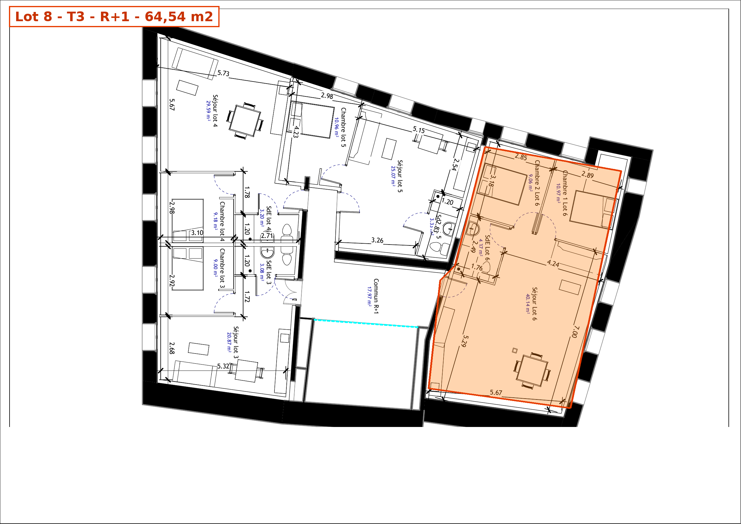 Plans — T2 de 37 m² rénové à Saint-Gaudens (31) — photo 1