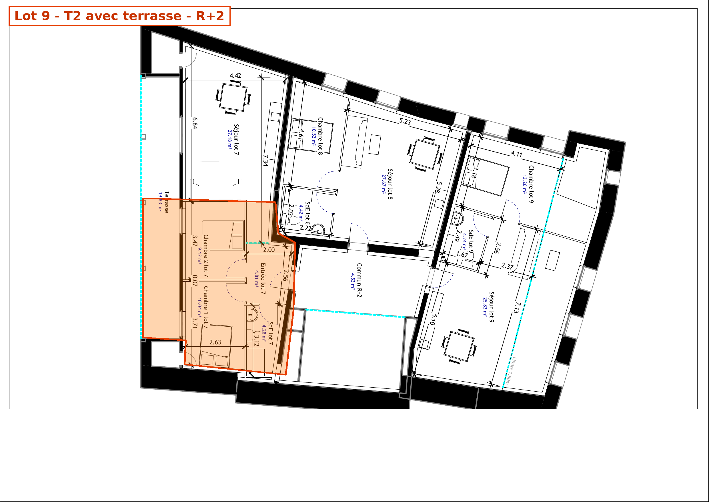 Plans — T3 de 64 m² rénové à Saint-Gaudens (31) — photo 1