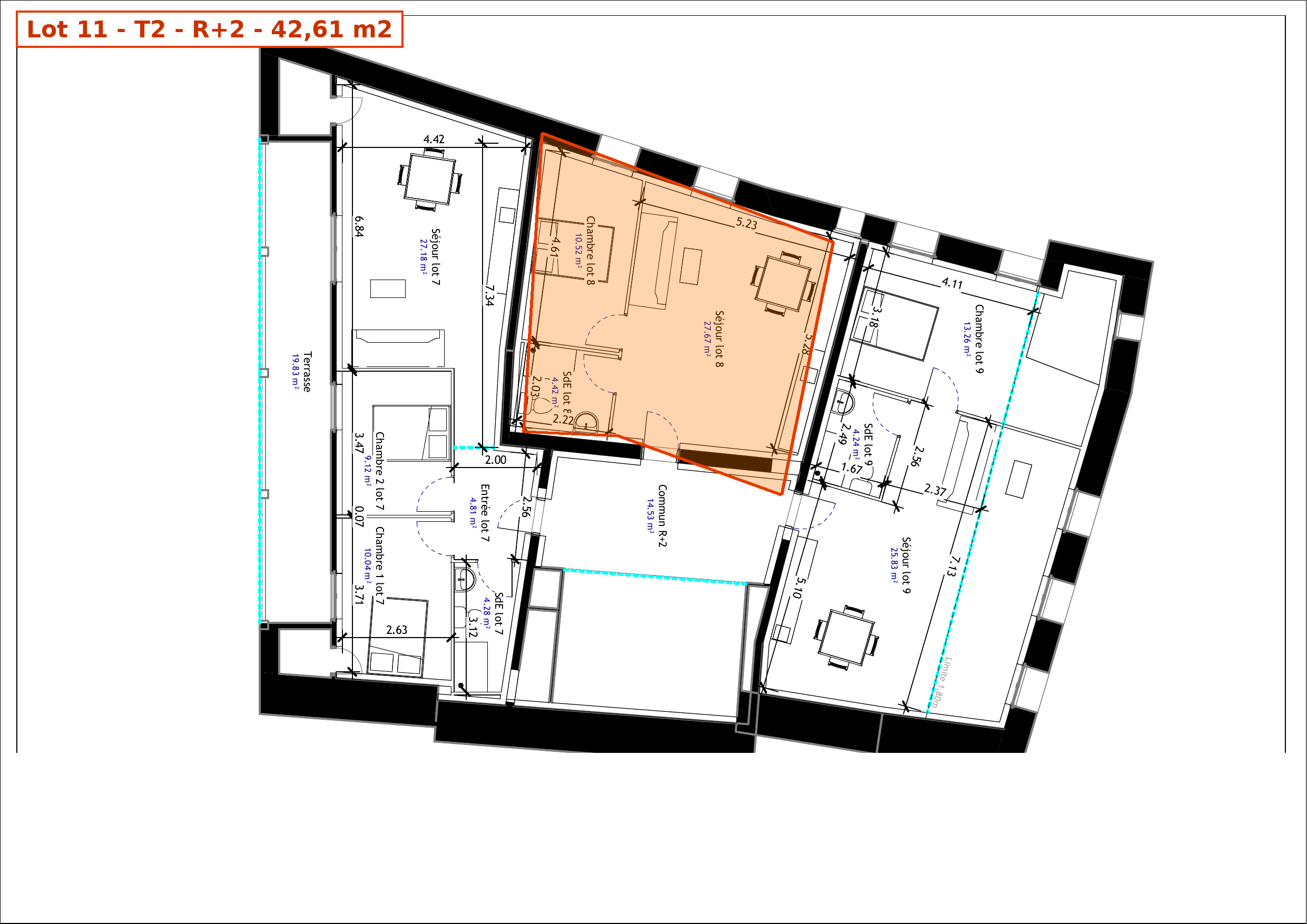 Plans — T3 de 66 m² rénové à Saint-Gaudens (31) — photo 1