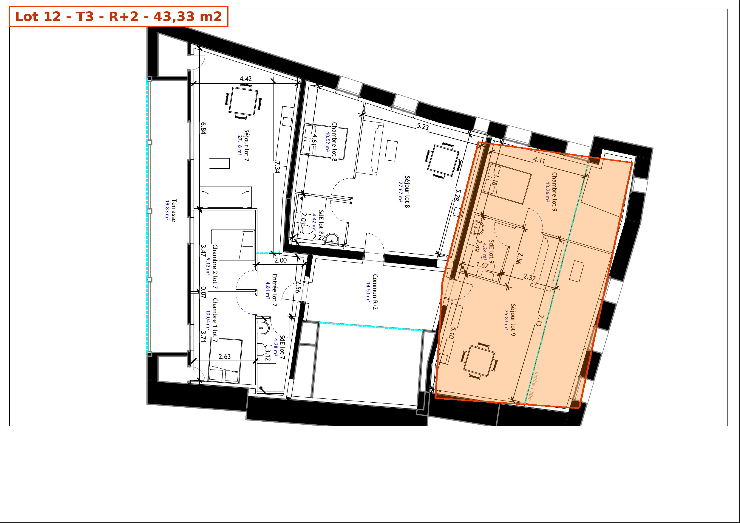 Plans — T3 de 66 m² rénové à Saint-Gaudens (31) — photo 1